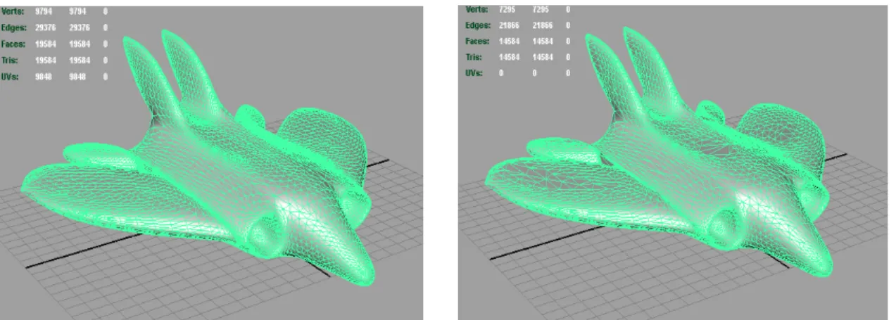 Figure 5. Original model with 29376 edges               Figure 6. Simplified model with 21866 edges