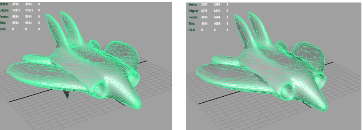 Figure 7. Simplified model with 14373 edges.            Figure 8. Simplified model with 6376 edges