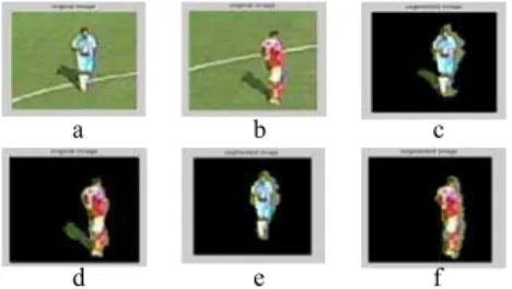 Figure 6.   Effect of the singular value decomposition level. Where (a and b)  are Original images, (c and d) Detection using chromaticity coordinates r, g  and the lightness variable s