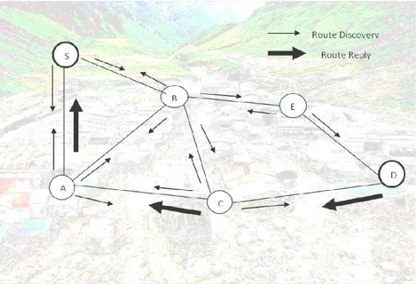 Figure 2.  A prototype model of AODV Routing in the town of Badrinath 