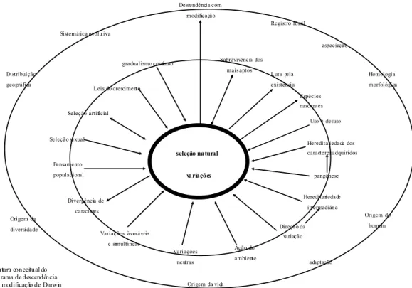 Figura 2: Diagrama sobre a estrutura conceitual do programa de descendência com modificação de Darwin