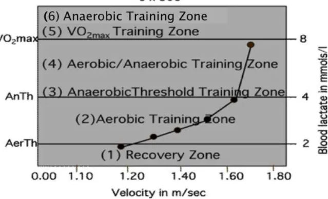 Figure   1.      Training   velocities   and   zones   suggested   by   a   typical   lactate/velocity   curve   
