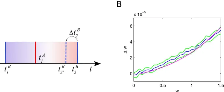 Fig 10. Average change in synaptic weight due to a STDP update depending on the initial synaptic strength