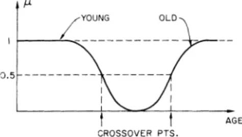 Fig. 1. Diagrammatic representation of young and old. More generally, for an nary fuzzy relation R which is a