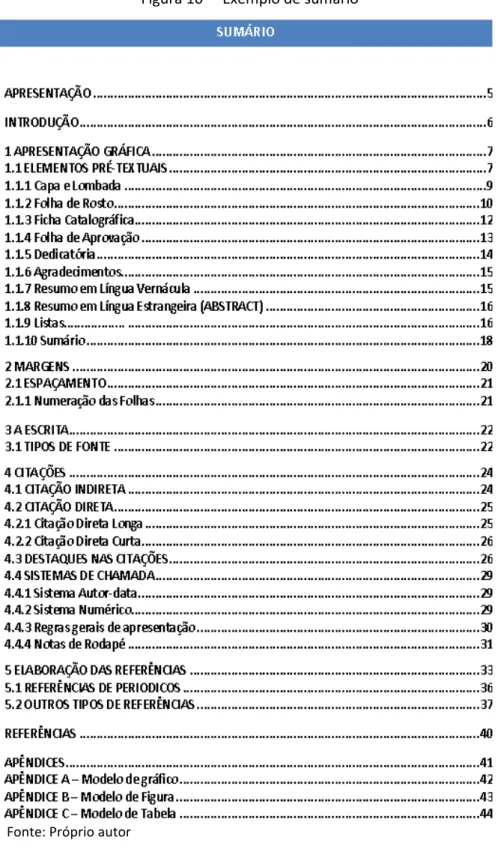 Figura 10 –  Exemplo de sumário 