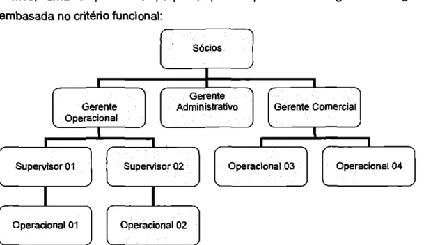 Figura 3:  Organograma da estrutura da empresa Ateliê Rita Lemos. 
