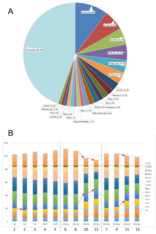 Fig 6. Transcription factor candidates in C. cinerea and changes in the expression levels