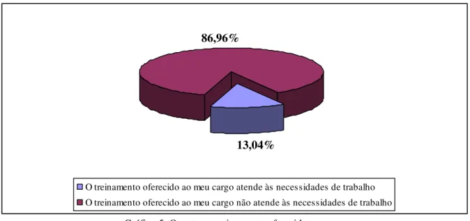 Gráfico 5: Quanto ao treinamento oferecido ao cargo  Fonte: Dados da pesquisa, 2010. 