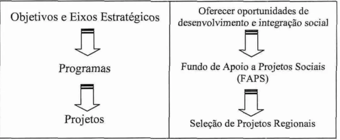 Figura 2:  Hierarquia dos projetos sociais nas organizações  e o  exemplo do IGK. 