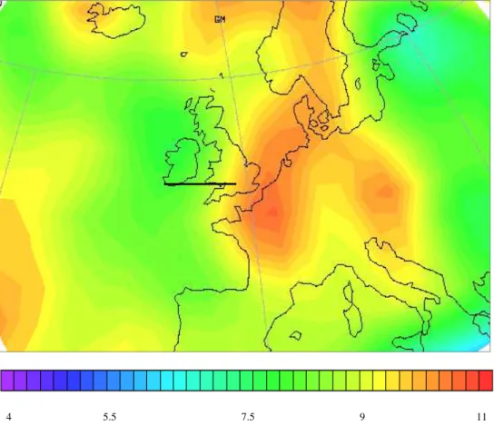 Fig. 8. ECMWF potential vorticity map on the 380 K isentrope on 5 April 2000 at 12:00