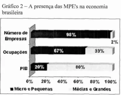 Gráfico 2 —  A  presença  das  MPE's  na economia  brasileira 