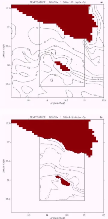 Fig. 10. Comparison of the 10-day averaged 2-D flow field at 30 m depth in January simulated by (a) the coarse resolution model and (b) the benchmark high resolution shelf model.