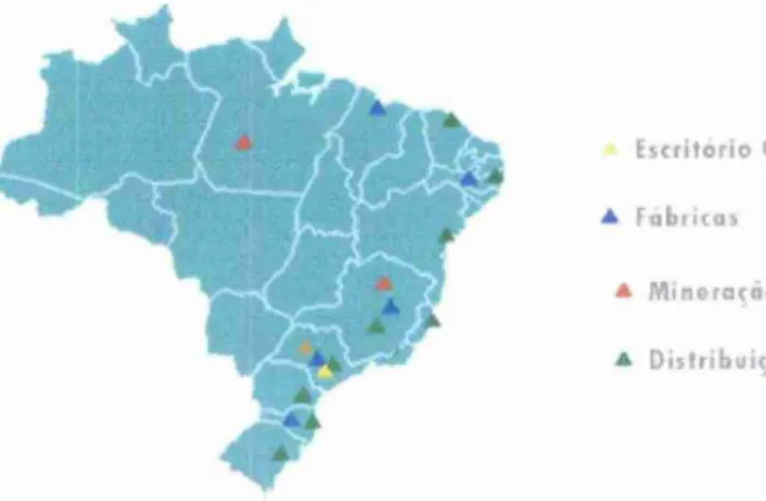 Figura  2:  Algumas cidades em que possui Alcoa  no Brasil. 