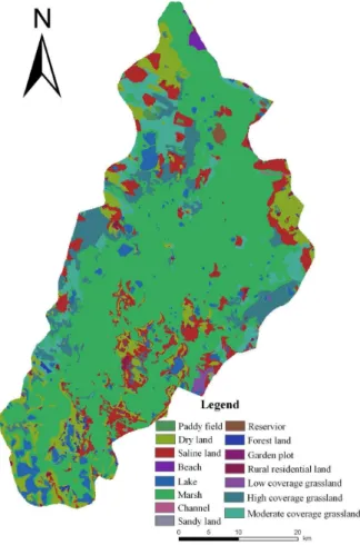 Fig. 3. Spatial distribution of land use types in the Zhalong wetland, Northeast China, in 2006.
