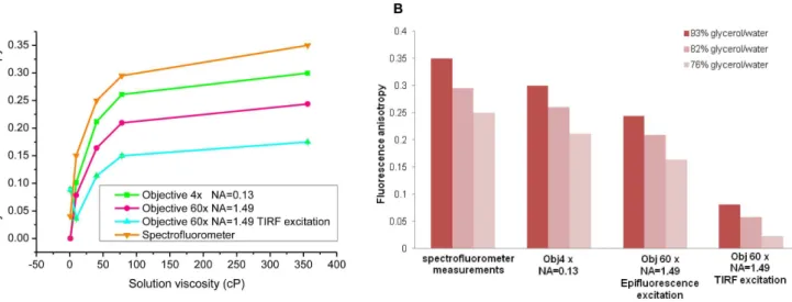 Table 1. Steady-state fluorescence anisotropy of Rhodamine B solutions of different viscosities.
