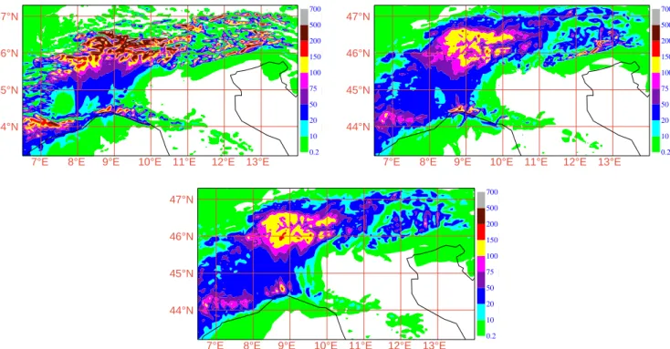 Fig. 7. Cumulated rain field (mm) between 06:00 UTC of 15 Nov. 2002 and 06:00 UTC of 16 Nov