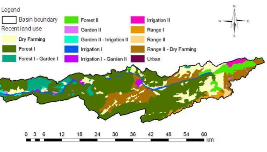 Fig. 3: Recent land use of Neka basin 