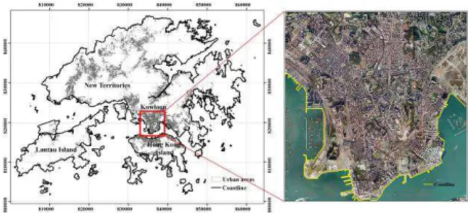 Figure 1. The study area: Kowloon Peninsula in Hong Kong  (The right: DOM in 2014) 