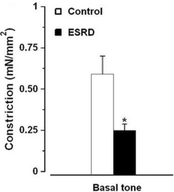 Figure 5. Contractile response to NOS/COX inhibitors of arteries from controls (n = 26) vs
