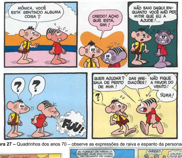 Figura 27 – Quadrinhos dos anos 70 – observe as expressões de raiva e espanto da personagem