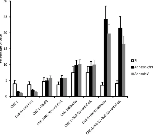 Figure 2. Effect of NK-92-treated CNE-1 cells on Fas blockage. CNE-1 cells were co-cultured with 2.5 fold NK-92 cells for 4 h in presence of anti-FasL blocking antibody (10 mg/ml)