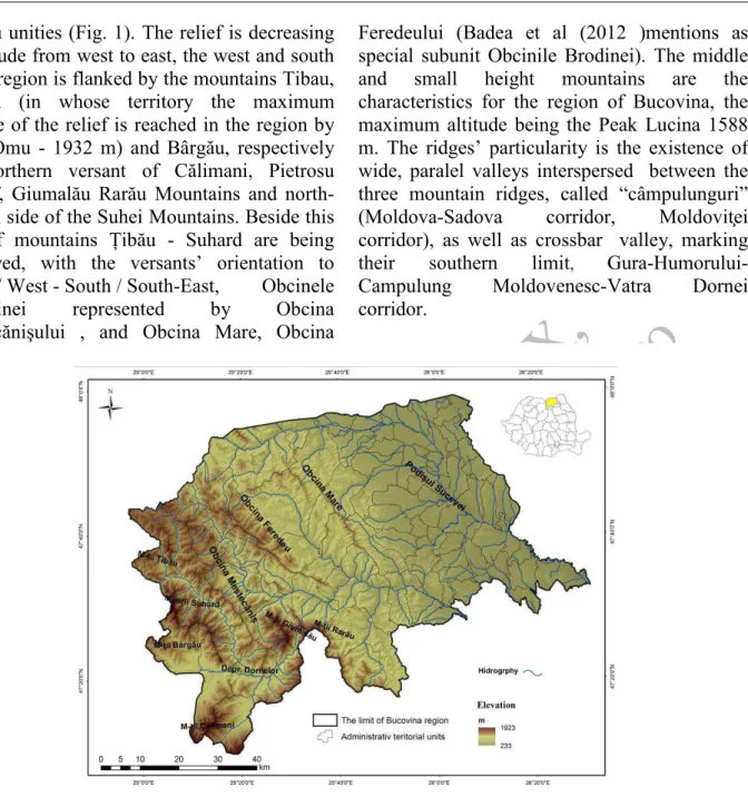 Fig. 1. Study area The  Plateau  region  of  Bucovina  is  part  of 