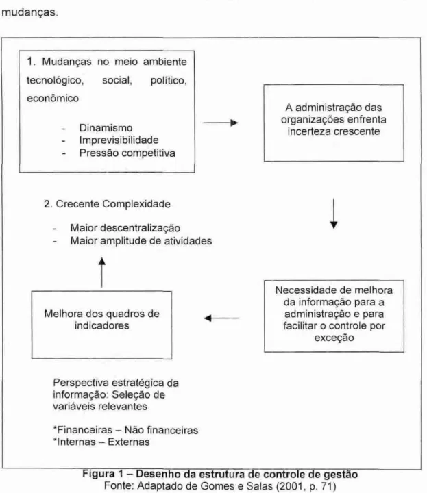 Figura  1 —  Desenho da estrutura de controle de  gestão  Fonte: Adaptado de Gomes  e  Salas (2001, p