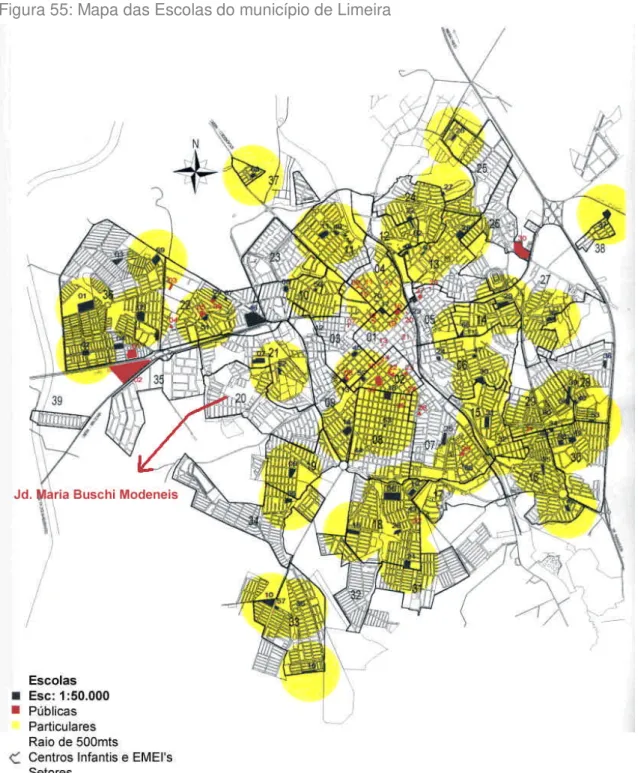 Figura 55: Mapa das Escolas do município de Limeira 