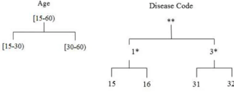 Fig. 1: Taxonomy tree for Attributes Age and Disease Code