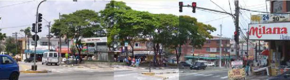 Foto 17 - Centralidade Campanário -  Praça Celite. Podemos observar uma concentração  de lojas ao redor desta praça, com comércio local no pavimento térreo e serviços no  pavimento superior