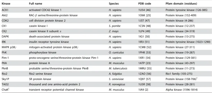 Table 1. Active-conformation kinase structures. *