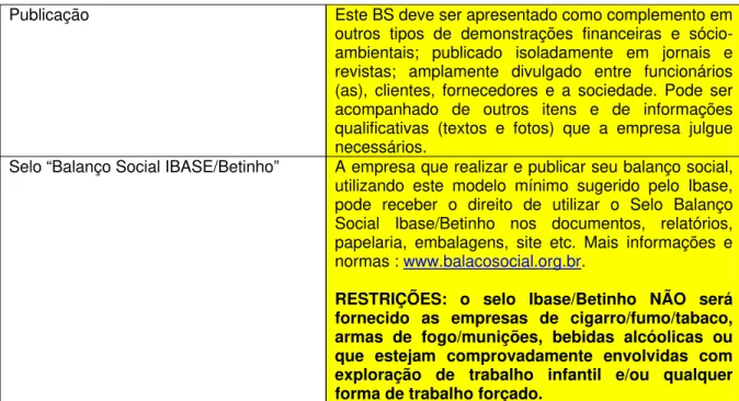 TABELA 2 - Instruções para o preenchimento 