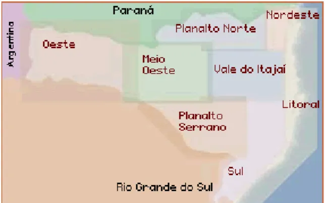 Figura 1: Principais regiões do Estado de Santa Catarina. 