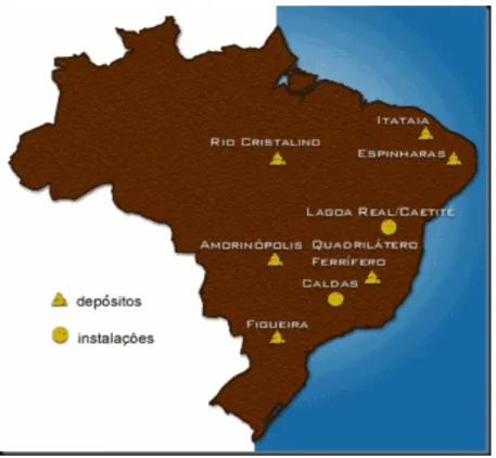 Figura 2. Distribuição de urânio no Brasil 