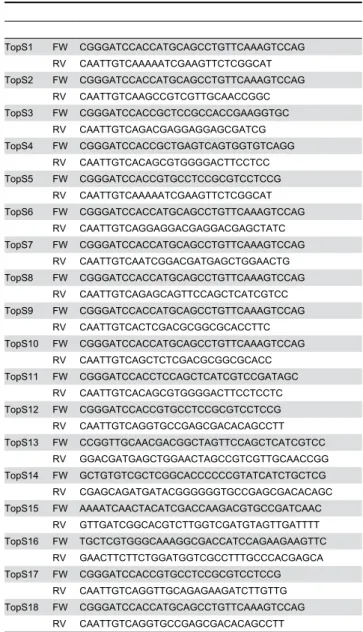 Table  1.  Sequence  of  the  primers  used  in  this  study  to create the LdTopIL-GFP fusion chimeras.