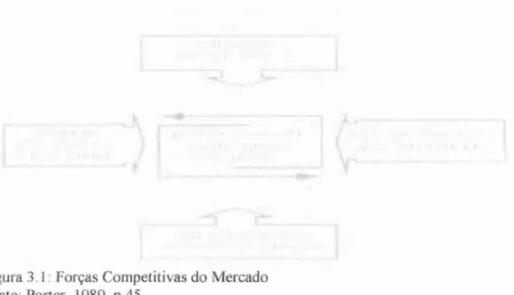 Figura 3.1: Forças Competitivas do Mercado  Fonte: Porter, 1989, p.45. 