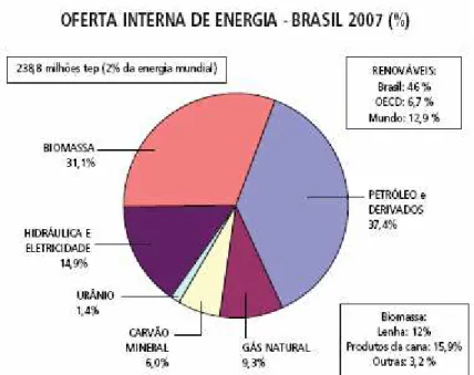 Figura 6 - Oferta interna de energia - Brasil 2007 (%)  Fonte: MME, 2008. 