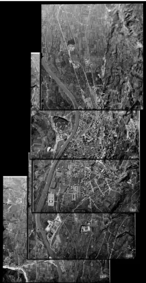 Figure  2:  Typical  strip  of  historic  aerial  reconnaissance  photos  for Trento depicting a non-constant overlap of the images