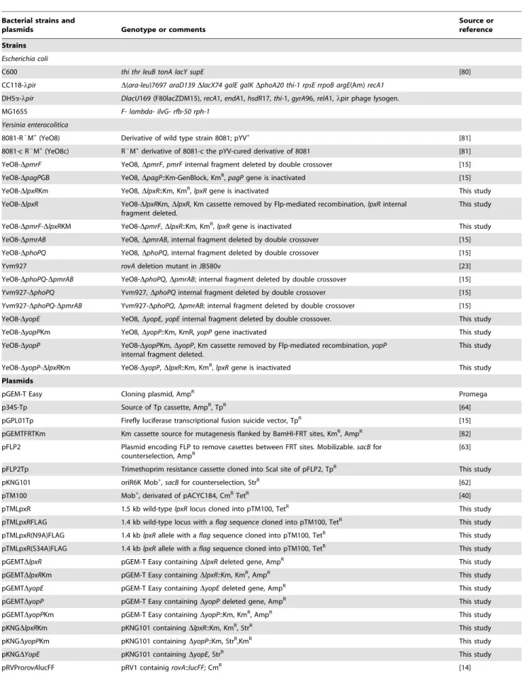 Table 1. Strains and plasmids used in this study.