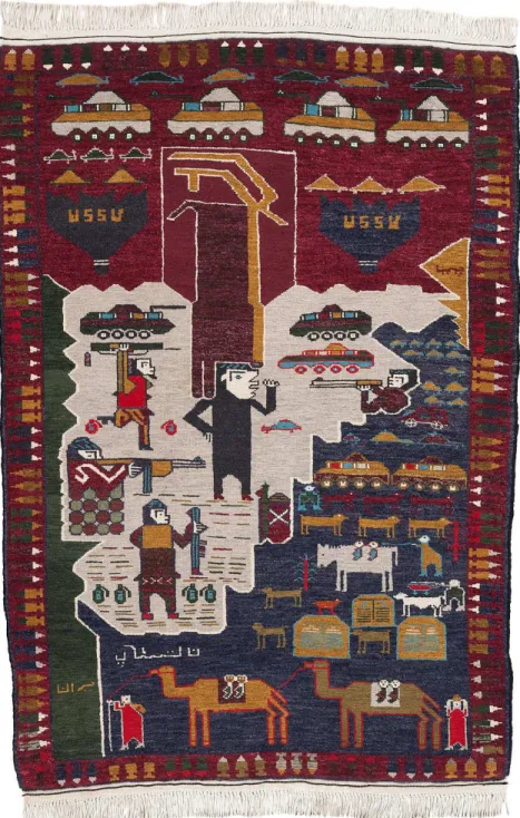 Fig.  4.  Artist  unknown,  Najibullah  as  puppet,  ca.  1990.  Wool  on  wool,  970  x  1480  cm,  Canberra, private collection