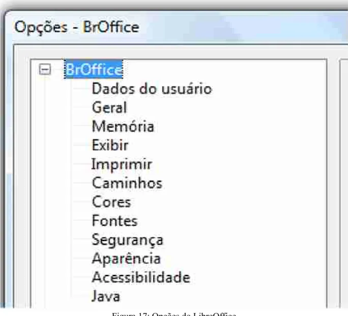 Figura 17: Opções do LibreOffice 