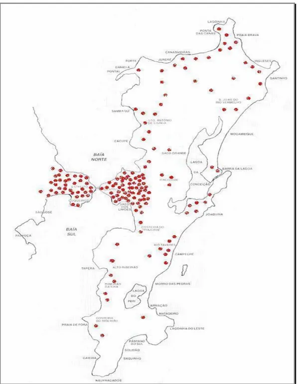 Figura 3 – Distribuição dos postos de combustíveis em Florianópolis (SC) 