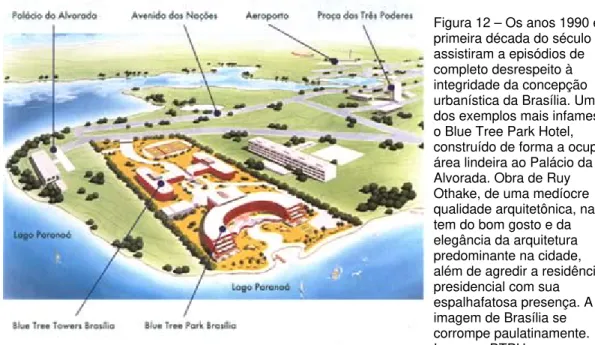 Figura 12 – Os anos 1990 e a  primeira década do século 21  assistiram a episódios de  completo desrespeito à  integridade da concepção  urbanística da Brasília