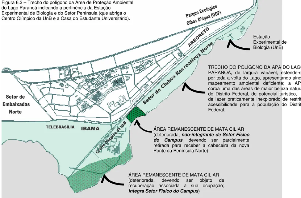 Figura 6.2 – Trecho do polígono da Área de Proteção Ambiental  do Lago Paranoá indicando a pertinência da Estação 