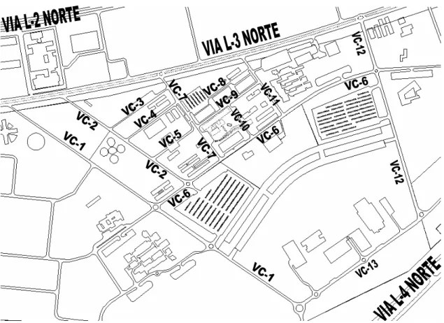 Figura 15.19:  Nomenclatura das vias do setor central do Campus 