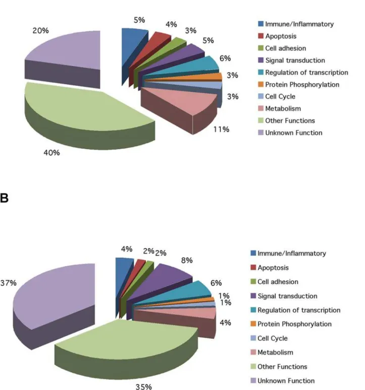 Figure 1. Pie charts showing the Gene Ontology annotations for both Test Sets for Banff 0 vs