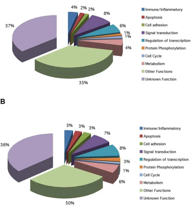 Figure 3. Pie charts showing the Gene Ontology annotations for both Test Sets for Banff 0 vs