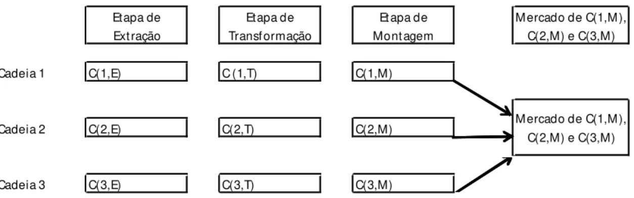 Figura 1: Esquema simplificado de cadeias e etapas.