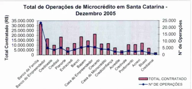 Tabela 06: Totais Mensais de Aplicações de Microcrédito em SC — Dezembro 2005  
