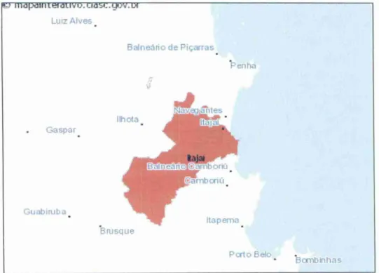 FIGURA  3:  Mapa de  Itajai  e municípios   vizinhos. 